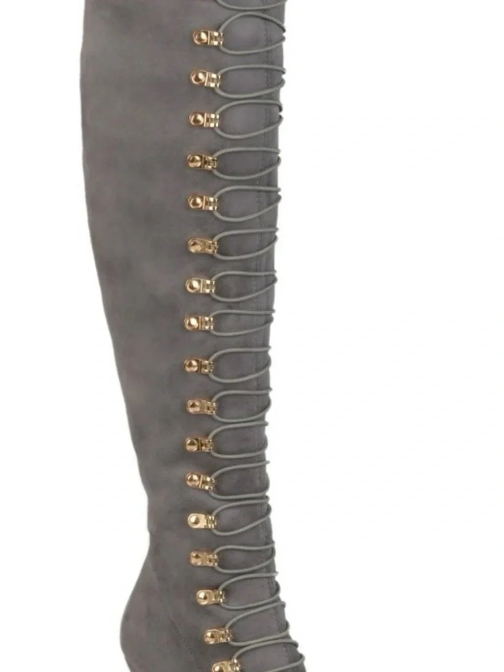 Journee Collection Gray Over-the-Knee Lace-Up High Heel Boots